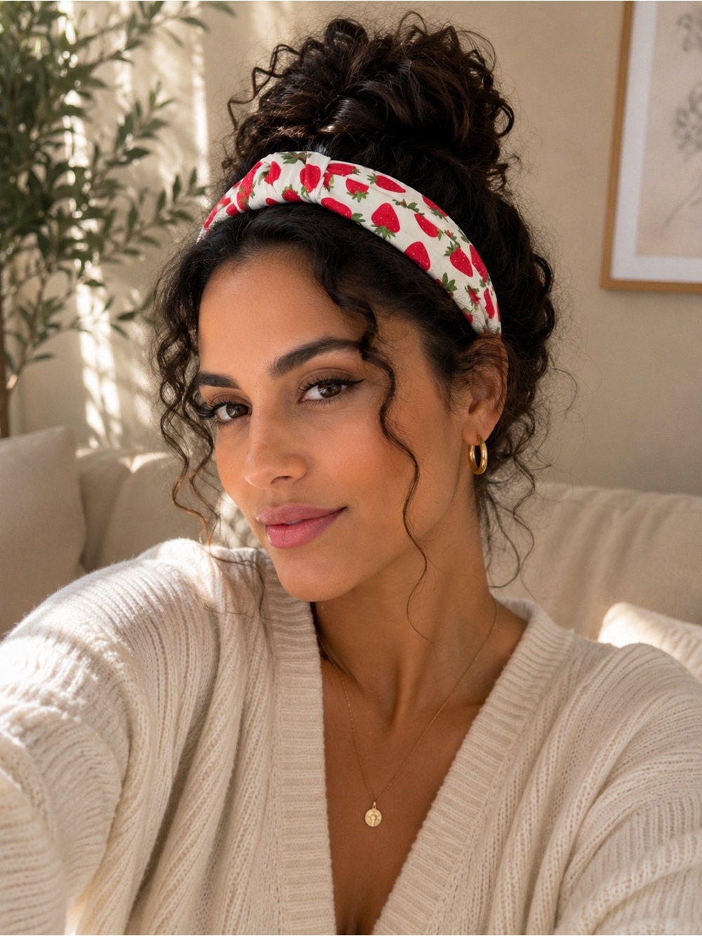 Strawberry Print Knotted Headband Cute Fruit Hair Accessory